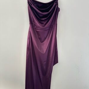 Elegant Burgundy/plum Satin Dress